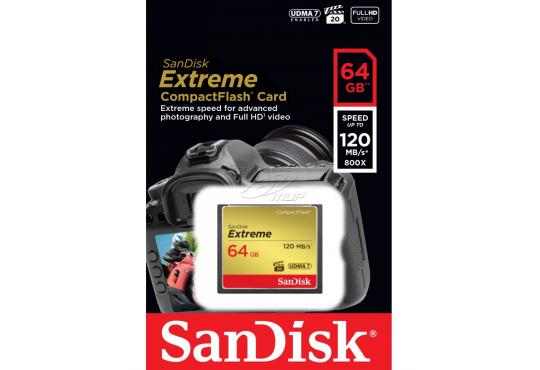 Карта памяти CompactFlash 64 Gb Sandisk Extreme 120Mb/s фото 1