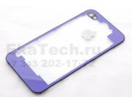Задняя крышка для Apple iPhone 4 прозрачная с фиолетовой рамкой фото 1