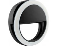 Светодиодное кольцо для селфи KK12 (3 режима, встроенный аккумулятор), черное фото 1