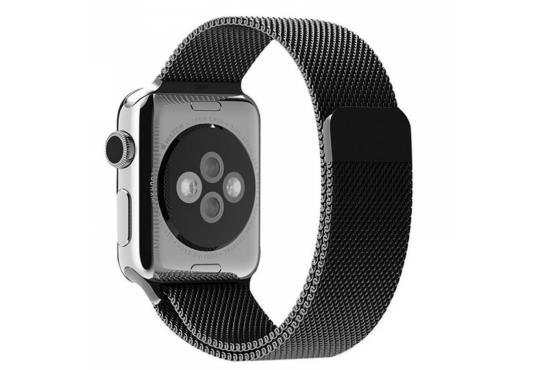 Ремешок для Apple Watch 1/2/3 42мм, 4 поколение 44мм, металл, сетчатый, Миланская петля, черный фото 1