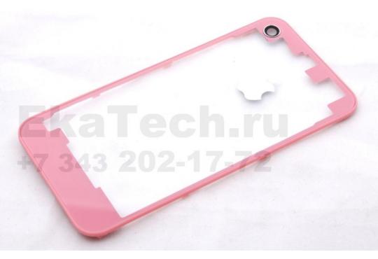 Оригинальная, классическая и экономичная батарейка Задняя крышка для Apple iPhone 4/4S прозрачная с розовой рамкой