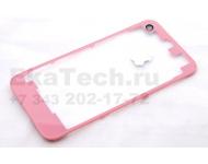 Задняя крышка для Apple iPhone 4S прозрачная с розовой рамкой фото 1