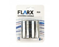 Батарейки солевые Flarx R20 (D) 2шт. фото 1