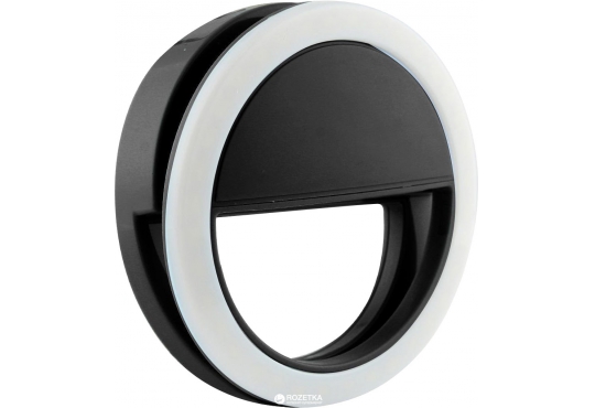 Светодиодное кольцо для селфи KK12 (3 режима, встроенный аккумулятор), черное фото 1
