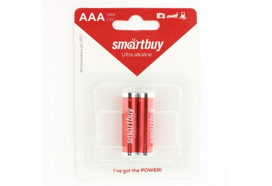 Батарейки алкалайновые Smartbuy AAA / LR03 (упаковка 2 шт.) фото 1