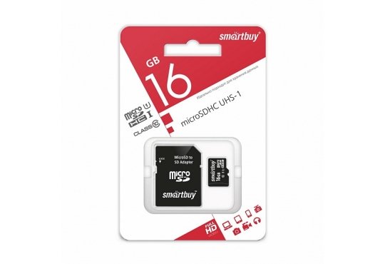 Карта памяти MicroSD (HC), 16GB SmartBuy, Class 10 фото 1