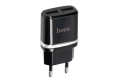 Сетевое зарядное устройство Hoco C12, 2xUSB, 2.4А, черное фото 3