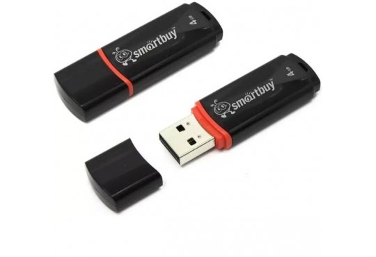 USB флешка Smartbuy FlashDrive, 4Gb, черная с красной полоской фото 1