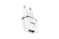Сетевое зарядное устройство Hoco C11, SingleUSB, 1А, белое фото 1