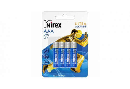 Батарея щелочная Mirex LR03 / AAA 1.5v (упаковка 4шт.) фото 1