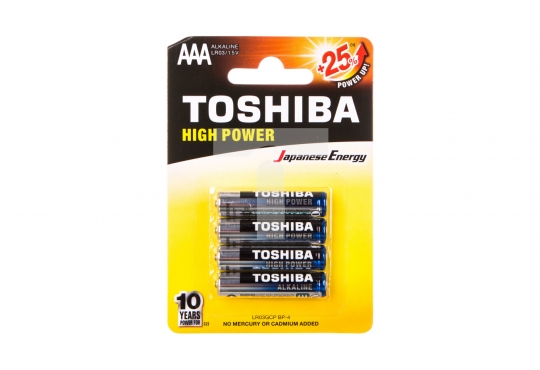 Набор батареек Toshiba (щелочная) LR03 / AAA 1.5v (упаковка 4шт.) фото 1
