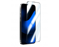 Защитное стекло PosPack для iPhone 14 Pro Max, прозрачное с черное рамкой фото 1